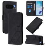 For Google Pixel 10 Pro XL Crossbody 3D Embossed Flip Leather Phone Case(Black)