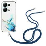 For Xiaomi Redmi Note 13 Pro 4G / Poco M6 Pro 4G Hollow Marble Pattern TPU Phone Case with Neck Strap Rope(Blue)
