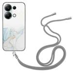 For Xiaomi Redmi Note 13 Pro 4G / Poco M6 Pro 4G Hollow Marble Pattern TPU Phone Case with Neck Strap Rope(Grey)