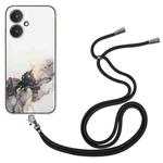 For Xiaomi Redmi 13C 5G / Poco M6 / Redmi 13R Hollow Marble Pattern TPU Phone Case with Neck Strap Rope(Black)