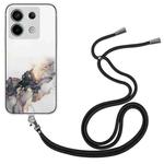 For Xiaomi Poco X6 5G Hollow Marble Pattern TPU Phone Case with Neck Strap Rope(Black)