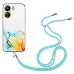 For Xiaomi Redmi 13C 4G / Poco C65 Hollow Marble Pattern TPU Phone Case with Neck Strap Rope(Yellow)