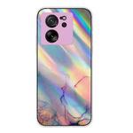 For Xiaomi 13T / 13T Pro Laser Marble Pattern Clear TPU Protective Phone Case(Pink)