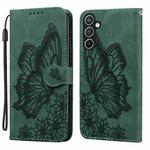 For Samsung Galaxy A55 5G Retro Skin Feel Butterflies Embossing Horizontal Flip Leather Phone Case(Green)