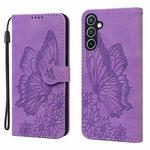 For Samsung Galaxy A17 5G / A26 5G Retro Skin Feel Butterflies Embossing Horizontal Flip Leather Phone Case(Purple)