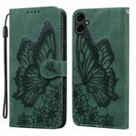 For Samsung Galaxy A07 4G / A06 4G Retro Skin Feel Butterflies Embossing Horizontal Flip Leather Phone Case(Green)