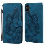 For Samsung Galaxy A07 4G / A06 4G Retro Skin Feel Butterflies Embossing Horizontal Flip Leather Phone Case(Blue)