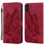 For Samsung Galaxy A07 4G / A06 4G Retro Skin Feel Butterflies Embossing Horizontal Flip Leather Phone Case(Red)