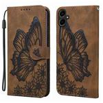 For Samsung Galaxy A07 4G / A06 4G Retro Skin Feel Butterflies Embossing Horizontal Flip Leather Phone Case(Brown)