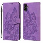 For Samsung Galaxy A07 4G / A06 4G Retro Skin Feel Butterflies Embossing Horizontal Flip Leather Phone Case(Purple)