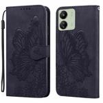 For Xiaomi Redmi 13C / POCO C65 Retro Skin Feel Butterflies Embossing Horizontal Flip Leather Phone Case(Black)