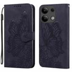 For Xiaomi Redmi Note 13 4G Retro Skin Feel Butterflies Embossing Horizontal Flip Leather Phone Case(Black)