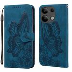 For Xiaomi Redmi Note 13 4G Retro Skin Feel Butterflies Embossing Horizontal Flip Leather Phone Case(Blue)