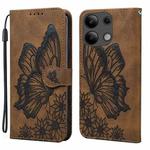 For Xiaomi Redmi Note 13 4G Retro Skin Feel Butterflies Embossing Horizontal Flip Leather Phone Case(Brown)