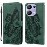 For Xiaomi Redmi Note 13 Pro 4G Retro Skin Feel Butterflies Embossing Horizontal Flip Leather Phone Case(Green)