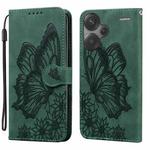 For Xiaomi Redmi Note 13 Pro+ 5G Retro Skin Feel Butterflies Embossing Horizontal Flip Leather Phone Case(Green)