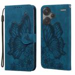 For Xiaomi Redmi Note 13 Pro+ 5G Retro Skin Feel Butterflies Embossing Horizontal Flip Leather Phone Case(Blue)