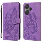 For Xiaomi Redmi Note 13 Pro+ 5G Retro Skin Feel Butterflies Embossing Horizontal Flip Leather Phone Case(Purple)