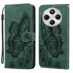 For Redmi 14C 4G Retro Skin Feel Butterflies Embossing Horizontal Flip Leather Phone Case(Green)