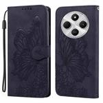 For Redmi A4 5G Retro Skin Feel Butterflies Embossing Horizontal Flip Leather Phone Case(Black)