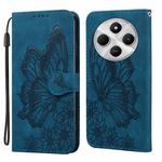 For Redmi A4 5G Retro Skin Feel Butterflies Embossing Horizontal Flip Leather Phone Case(Blue)