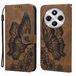 For Redmi A4 5G Retro Skin Feel Butterflies Embossing Horizontal Flip Leather Phone Case(Brown)