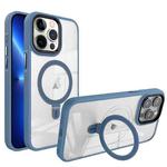 For iPhone 13 Pro Shield Armor MagSafe Holder Phone Case(Blue)