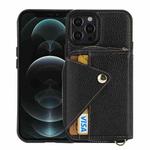 For iPhone 12 Pro Max Crossbody Zipper Card Bag RFID Anti-theft Phone Case(Black)
