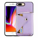 For iPhone 8 Plus / 7 Plus Crossbody Zipper Card Bag RFID Anti-theft Phone Case(Purple)