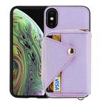 For iPhone XS / X Crossbody Zipper Card Bag RFID Anti-theft Phone Case(Purple)