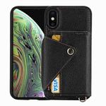 For iPhone XS / X Crossbody Zipper Card Bag RFID Anti-theft Phone Case(Black)