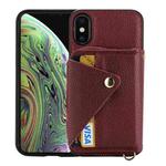 For iPhone XS Max Crossbody Zipper Card Bag RFID Anti-theft Phone Case(Wine Red)