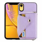 For iPhone XR Crossbody Zipper Card Bag RFID Anti-theft Phone Case(Purple)