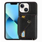 For iPhone 13 Crossbody Zipper Card Bag RFID Anti-theft Phone Case(Black)