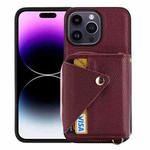 For iPhone 14 Pro Crossbody Zipper Card Bag RFID Anti-theft Phone Case(Wine Red)