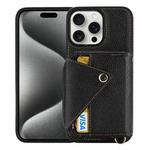 For iPhone 15 Pro Max Crossbody Zipper Card Bag RFID Anti-theft Phone Case(Black)
