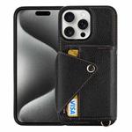 For iPhone 15 Pro Crossbody Zipper Card Bag RFID Anti-theft Phone Case(Black)