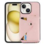 For iPhone 15 Crossbody Zipper Card Bag RFID Anti-theft Phone Case(Pink)