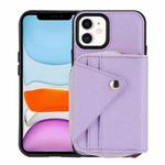 For iPhone 11 Crossbody Zipper Card Bag RFID Anti-theft Phone Case(Purple)