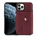 For iPhone 11 Pro Crossbody Zipper Card Bag RFID Anti-theft Phone Case(Wine Red)