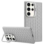 For Samsung Galaxy S24 Ultra 5G Honeycomb Radiating Lens Holder Magsafe Phone Case(Grey)