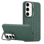 For Samsung Galaxy S24+ 5G Honeycomb Radiating Lens Holder Magsafe Phone Case(Green)