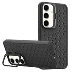 For Samsung Galaxy S24 5G Honeycomb Radiating Lens Holder Magsafe Phone Case(Black)