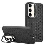 For Samsung Galaxy S23 5G Honeycomb Radiating Lens Holder Magsafe Phone Case(Black)