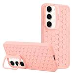 For Samsung Galaxy S23 5G Honeycomb Radiating Lens Holder Magsafe Phone Case(Pink)