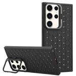 For Samsung Galaxy S23 Ultra 5G Honeycomb Radiating Lens Holder Magsafe Phone Case(Black)