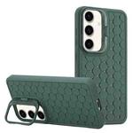 For Samsung Galaxy S23 FE 5G Honeycomb Radiating Lens Holder Magsafe Phone Case(Green)