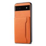 For Google Pixel 6a Calf Texture Card Bag Design Full Coverage Phone Case(Orange)