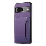 For Google Pixel 7 5G Calf Texture Card Bag Design Full Coverage Phone Case(Purple)