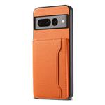 For Google Pixel 7 Pro 5G Calf Texture Card Bag Design Full Coverage Phone Case(Orange)